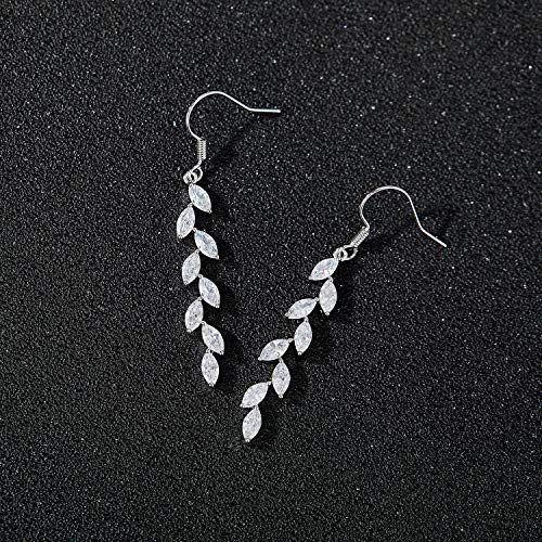 SWEETV Marquise Wedding Dangle Earrings for Brides Bridesmaid, Crystal Long Bridal Earrings for Women Prom4
