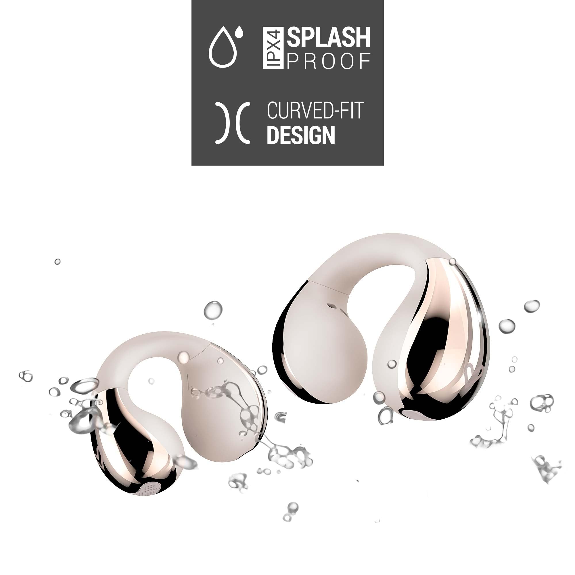 Energy Sistem CoolPods Auriculares Inalambricos Bluetooth 5.4 Deportivos Resistentes al Agua Open Sound ENC Cancelacion de Ruido en Llamadas 25H Bateria Multipoint IPX4 (Cream)