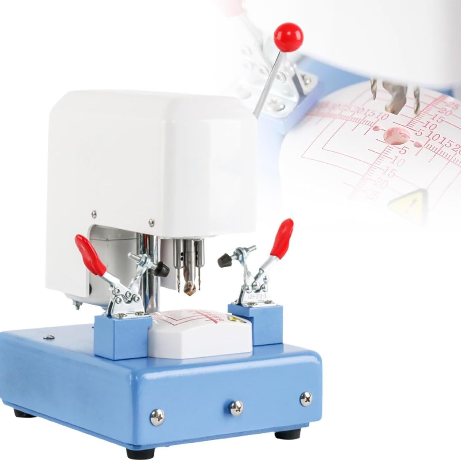 Punzonadora de lentes con escala transparente, brocas de alta frecuencia 6000r/min, perilla ajustable para tiendas ópticas y centros de cuidado de la visión