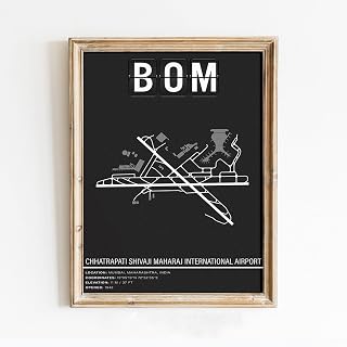 Modern Poster of BOM Mumbai International Airport Map | 11x17 12x18 16x24 24x36 Unframed Print Wall Art | Minimal Traveler Gift | Minimalist Home Office Decor