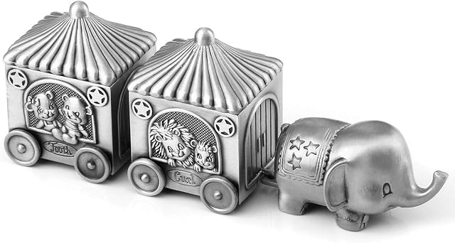 Mogokoyo Silver Tooth Holder, My First Tooth and Curl Keepsake Box Set, Baby Teeth Fairy Containter Gift Boxes for Child Kids