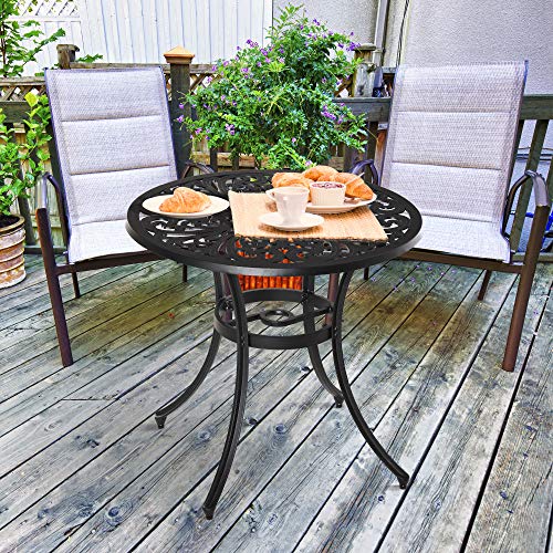 Outsunny Φ34 Outdoor Patio Garden Table With Unique Floral Design, Aluminum Material, & 1.75" Umbrella Hole #TOP1