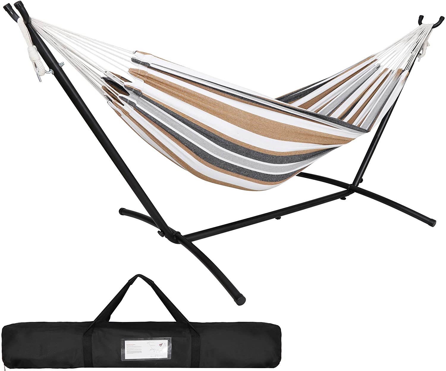 HCY, Hammock Stand, 2 Person Hammock Stand 550lbs Capacity Hanging Stand Weather Resistant Heavy Duty Steel Frame Swing Bed Porch Portable Carrying Bag