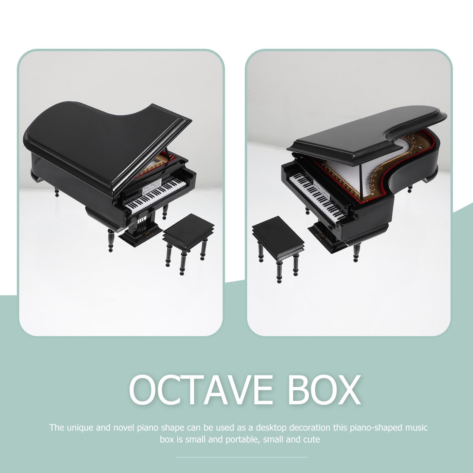 Caja de Música de Escritorio Modelo de Piano Negro, Decoración Portátil de Madera y Metal Adecuado para Obsequio de Cumpleaños o Adorno Único