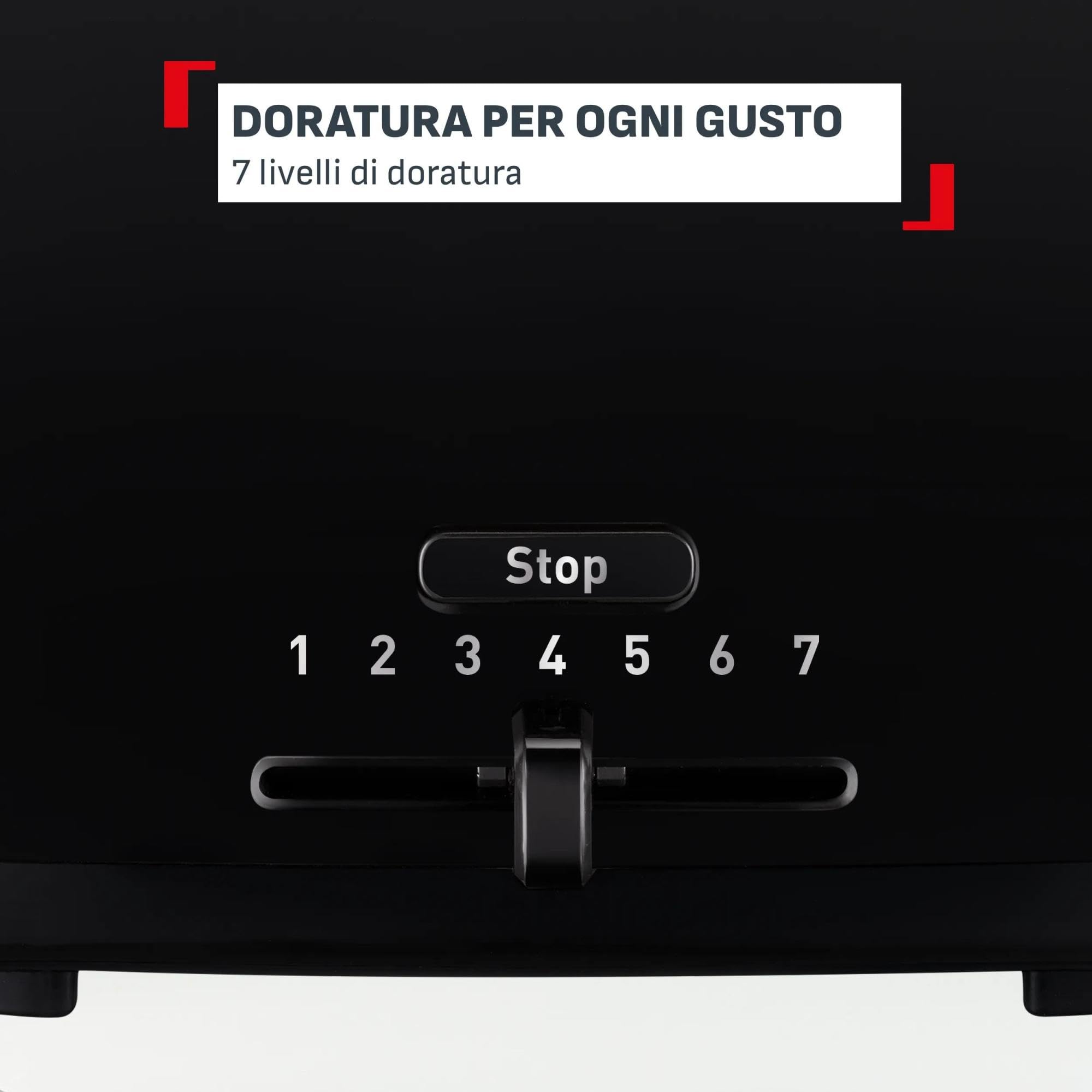 Tefal Vita, Tostapane 2 Fette Con Scaldapanini, Extra Lift, 7 Livelli Di Doratura, Nero, TT1A2810