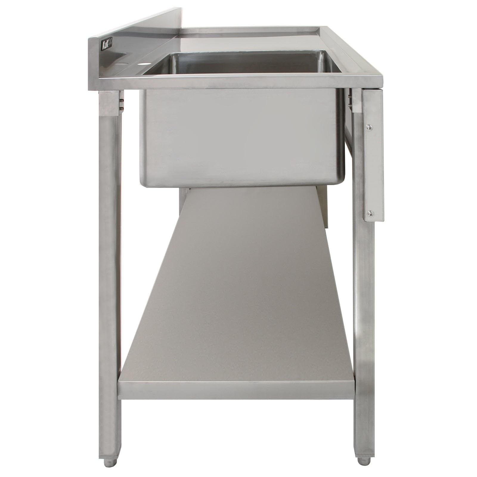 Évier Cuisine Commercial en Acier Inoxydable & Robinet de Pré-rinçage - Drainage Egouttoir à Droite- Parfait pour Restaurants, Cantines, ... [Bouchons & Microfibres GRATUITS]