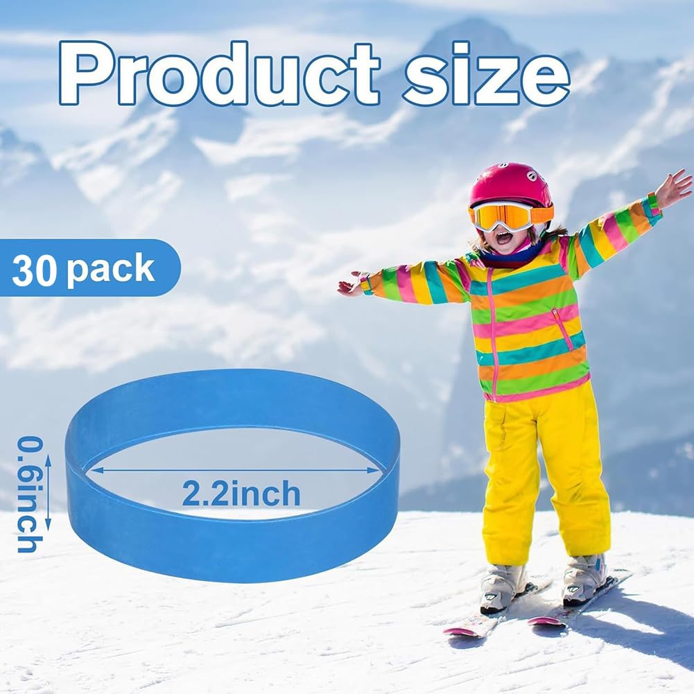 30 PCs Retenedores de Freno de Esquí, Correas de Freno de Esquí, Bandas Elásticas de Goma para Snowboard, Bandas de Retención de Frenos para Snowboard Accesorios para Deportes Invierno al Aire Libre