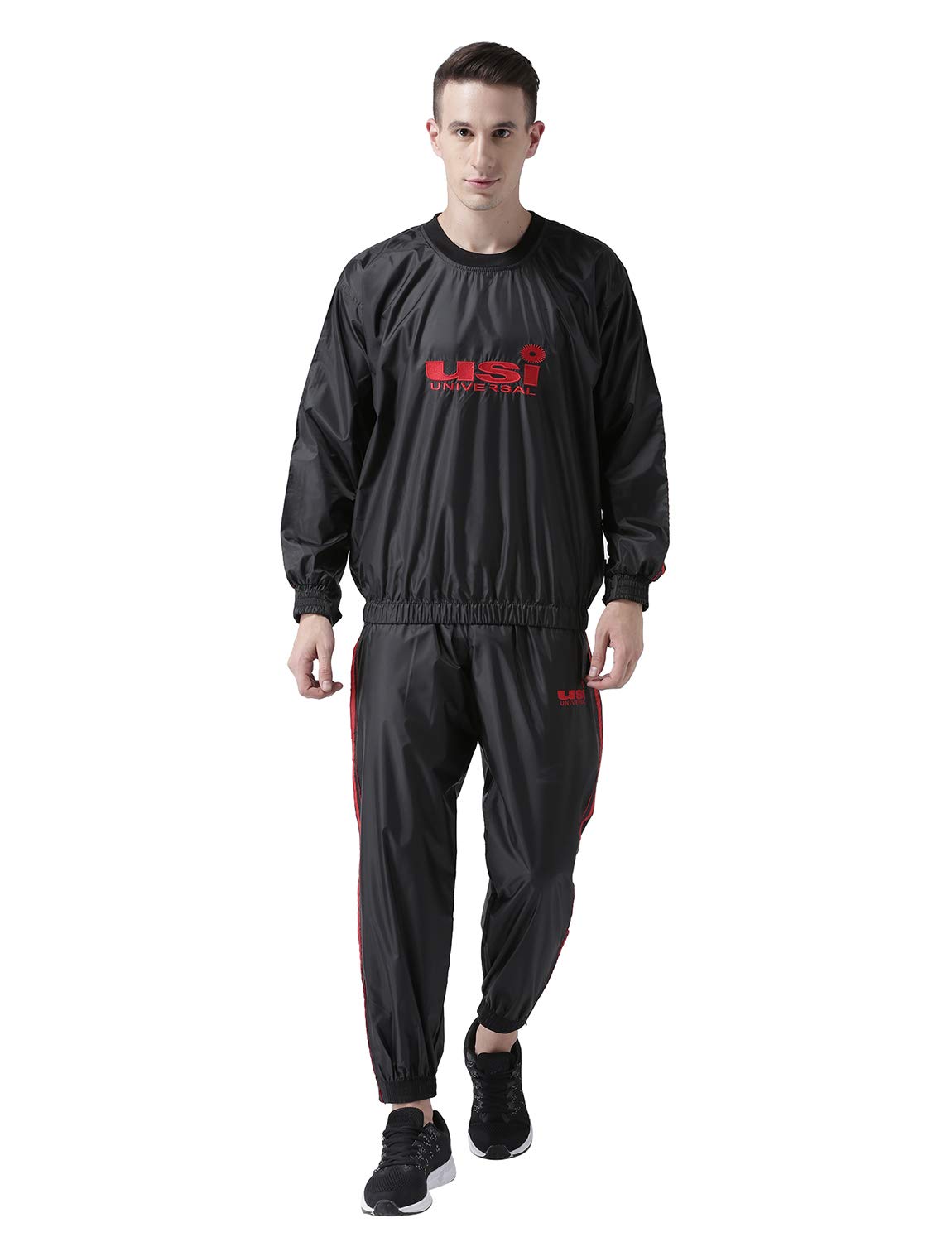 USI UNIVERSAL 415S Men's Black Polyester Sauna Suit For Fitness Weight