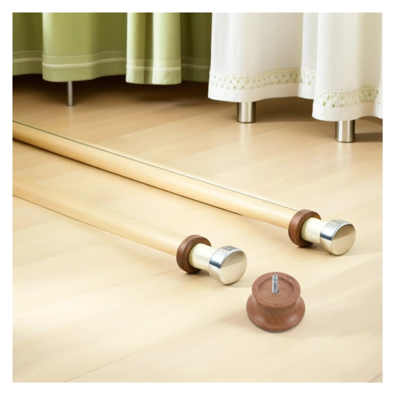 Lot de 4 embouts de tringle à rideaux en bois pour rideaux lourds - Décoration de fenêtre pour tringles à rideaux