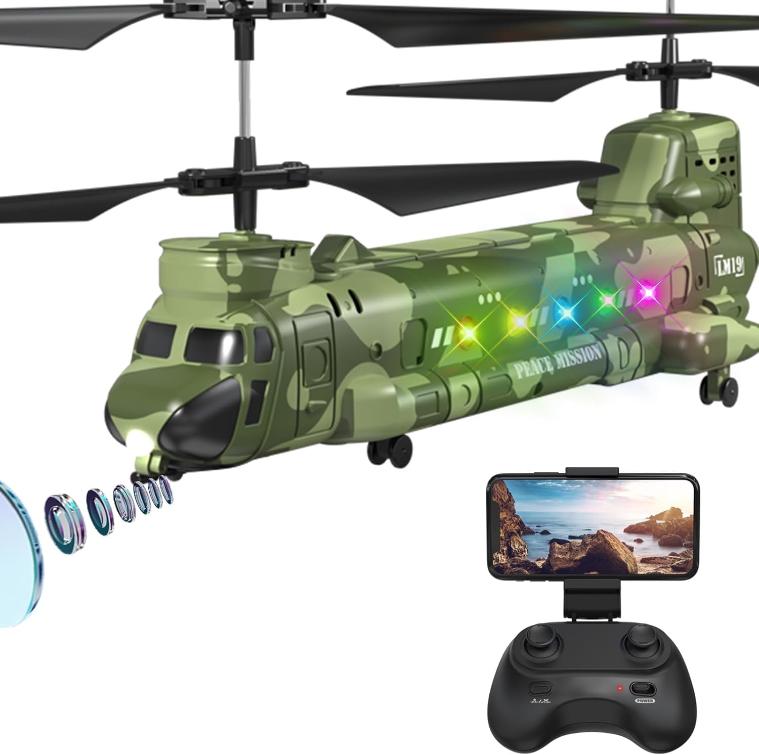 OBEST LM19-D Chinook RC Helicopter,Remote Control Military Helicopter with Camera,Twin-Propeller with Altitude Hold,One Key take Off/Landing,Army RC Toys for Boys and Military Fans OBEST LM19-D Chinook RC Helicopter,Remote Control Military Helicopter with Camera,Twin-Propeller with Altitude Hold,One Key take Off/Landing,Army RC Toys for Boys and Military Fans