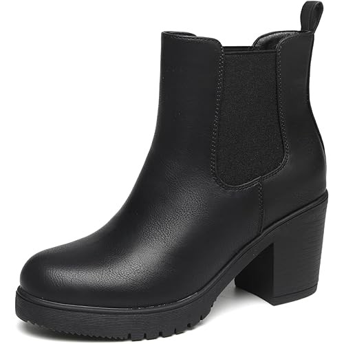 TYNDALL Women's Ankle Boots Platform & Chelsea Boots for Women, Fall Booties with Low Heel, Stylish Dress Boots & Chunky Heel Boots for Women