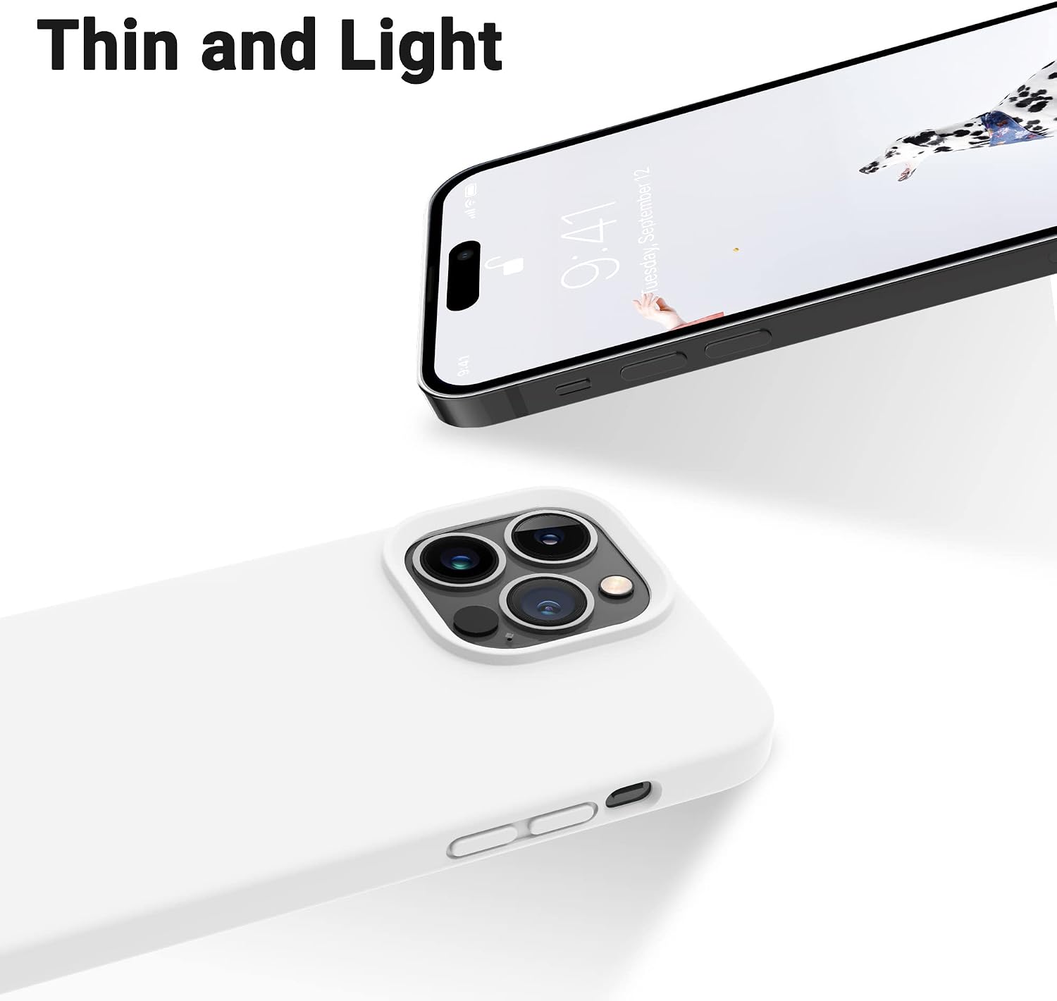 OTOFLY Designed for iPhone 14 Pro Case, Silicone Shockproof Slim Thin Phone Case for iPhone 14 Pro 6.1 inch (White)