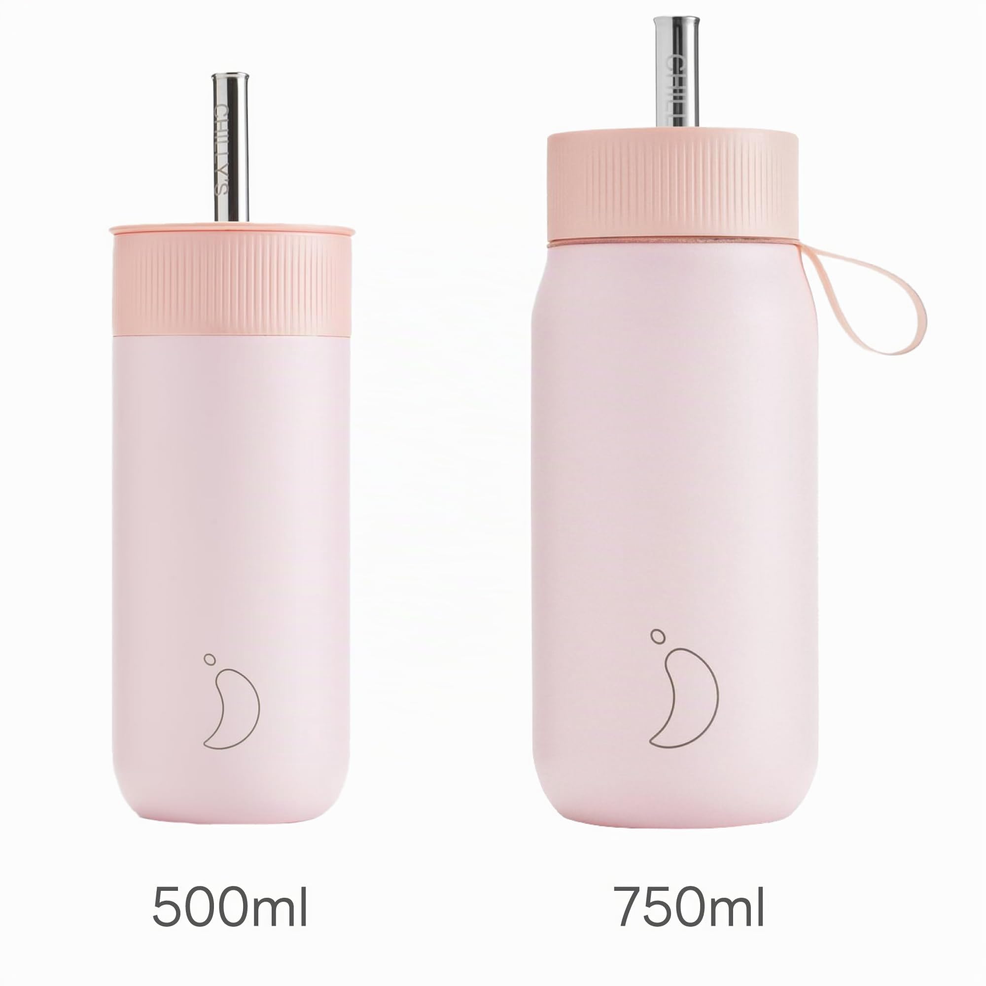 Chilly's Switch - Tazza Switch in acciaio inossidabile senza BPA con cannuccia larga per frullati e tè - A doppia parete, isolata sottovuoto - Blush Pink, 500ml