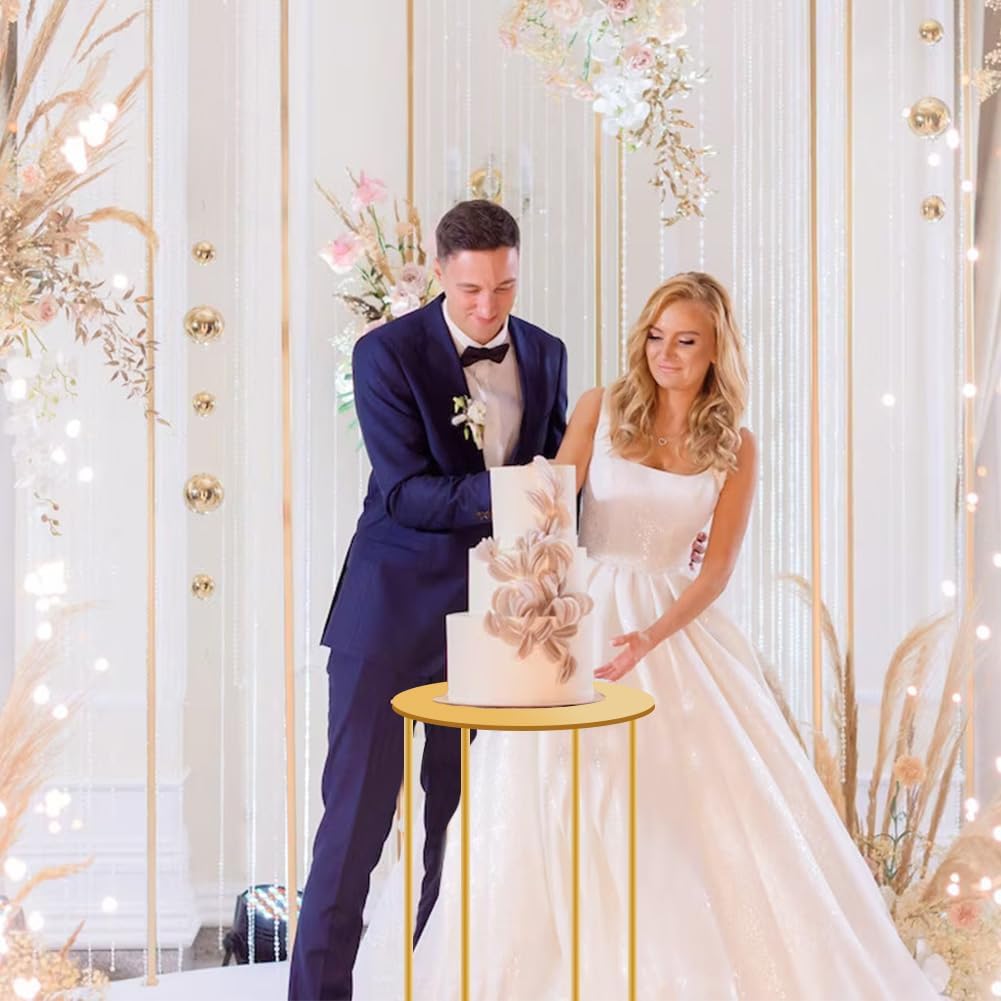 GRETJOB 21.6x9.8 Inch Gold Pedestal Table - Accent Side Table for Living Room, Wedding & Party Decor, Plant Stand, Cake & Dessert Display Stand for Event Centerpiece