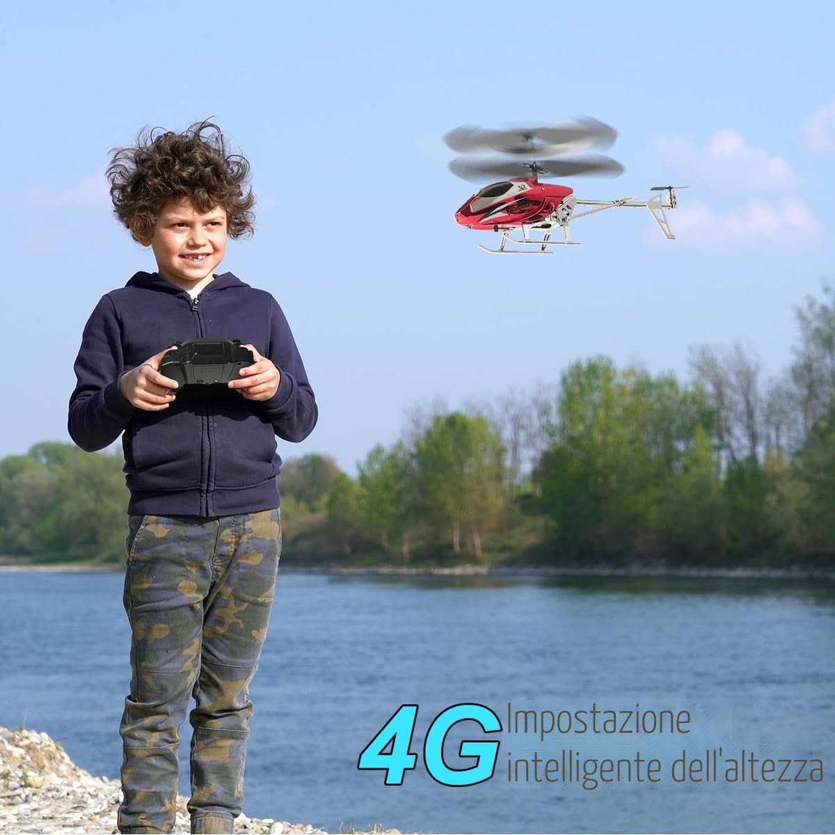 VATOS Elicottero RC Elicottero telecomandato 2.4G con luce LED, altezza fissa, decollo con un solo tasto, aerei RC per interni festival per ragazzi ragazze