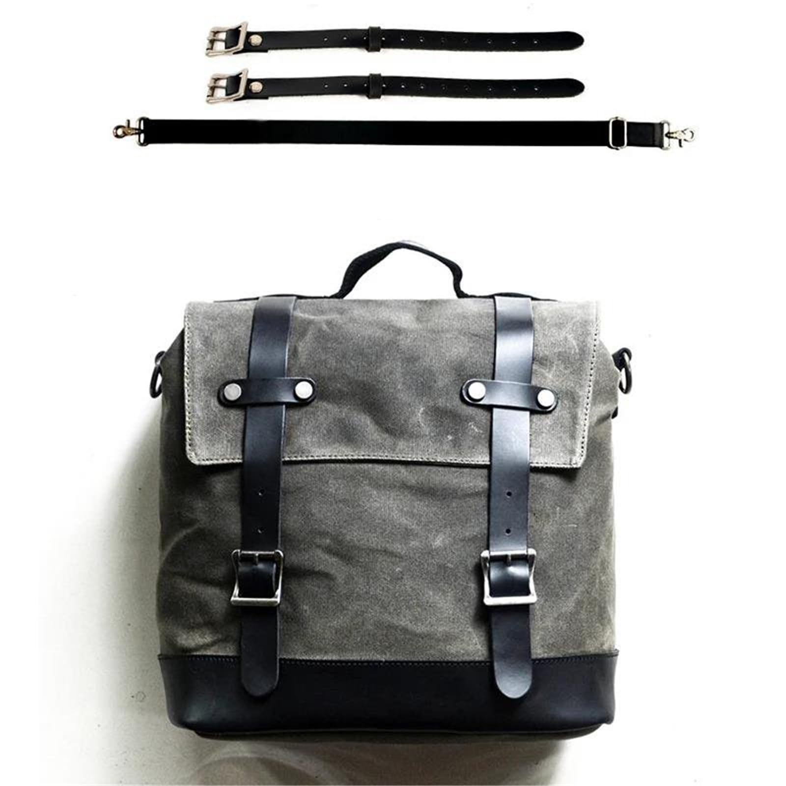 Reisebeutel Motorrad-Vintage-Seitentasche Für Fahrer, Hängetasche, Brigade-Seitensatteltasche, Kuriertasche, Reisegepäcktasche(Grey)