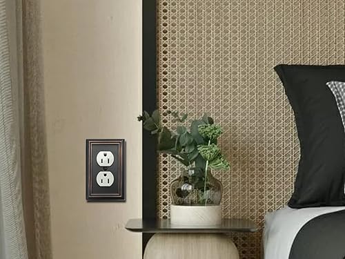 Miniatura 5 de Placa de pared de metal Adler para interruptor de luz de salida dúplex, paquete de 4 unidades de bronce envejecido de 1 banda, para interruptor de