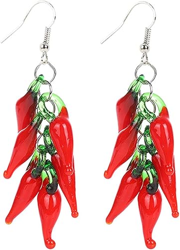 Pendientes de gota de pimienta roja con diseño de resina divertida simulación de alimentos vegetales para colgar pendientes calientes de Capsicum