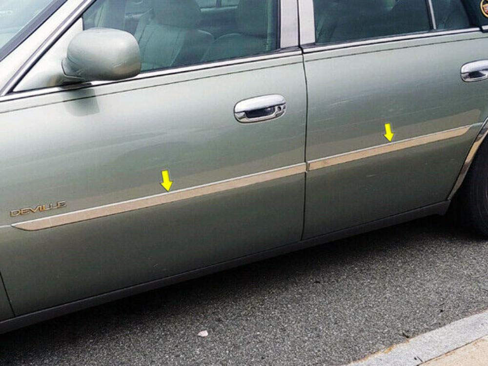 QAA is Compatible with 2000-2005 Cadillac DeVille 4 Piece Stainless Rocker Panel Trim, Insert Kit, 1" Width TH40240