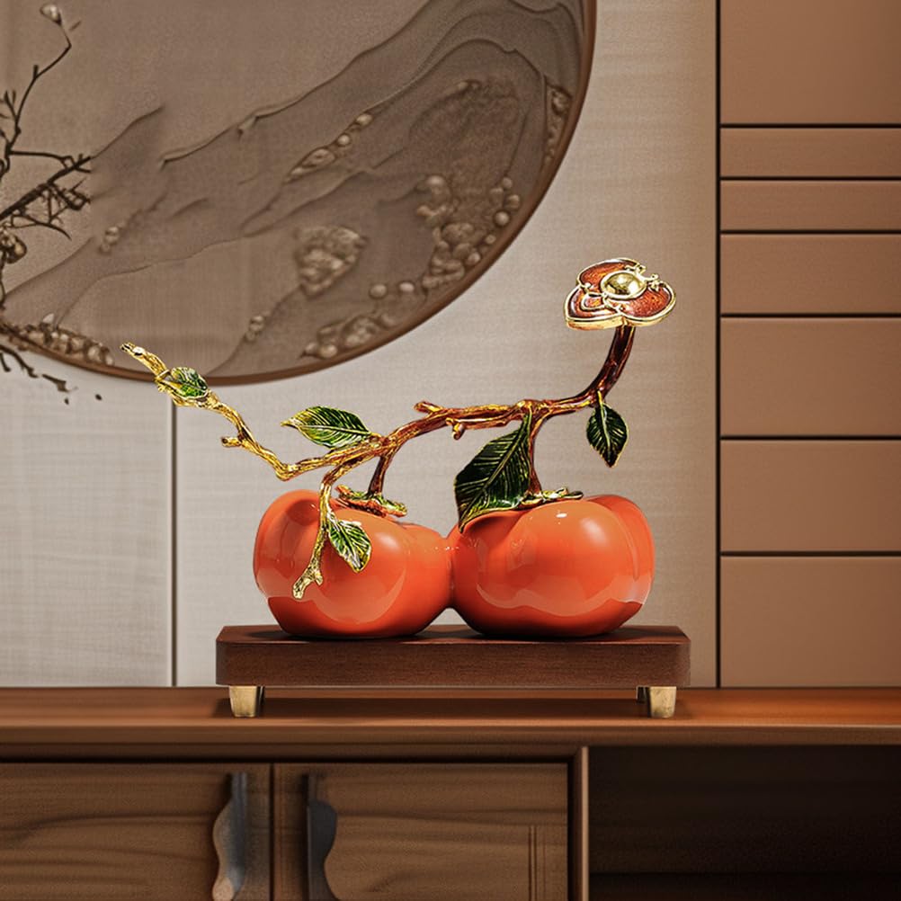 Ozdoby Rzeźba Ozdoby Persimmon, Statua Fengshui bogactwa i szczęścia, Rzeźba symbolu szczęścia, Żywiczna ozdoba na biurko dla domowego biura Ozdoby Feng Shui,B