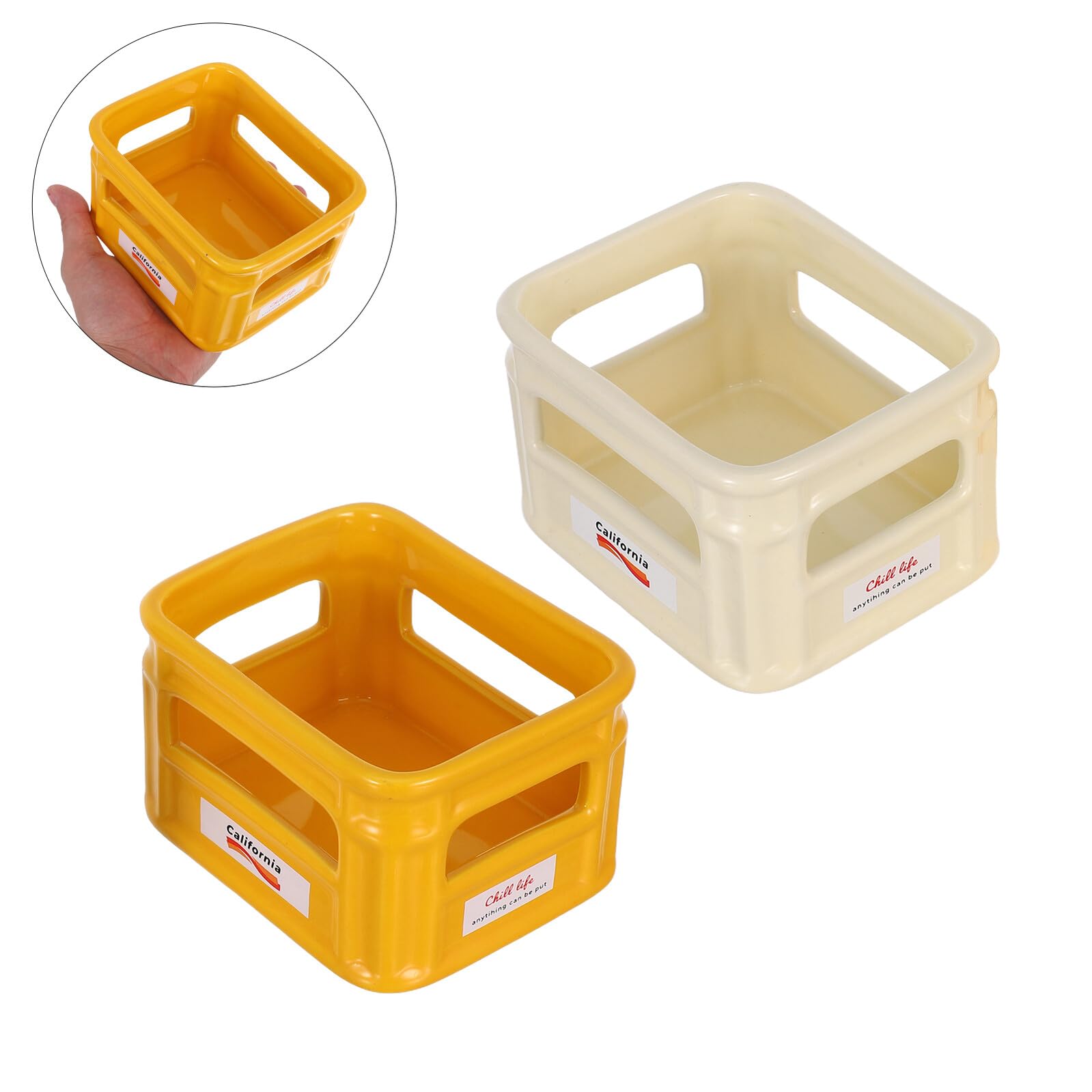 2 Pezzi Ciotole Snack in Ceramica Bianca e Gialla Vassoio Frutta e Patatine Robusto e Versatile per Casa Bar e Feste Piatti Portata Creativi per Aperitivi e Merende Riutilizzabile
