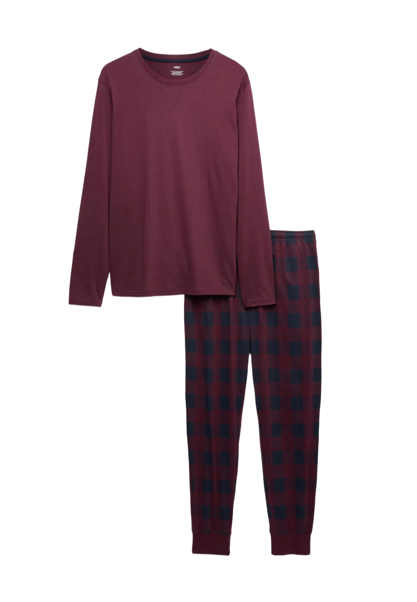 Marks & Spencer Pantalones de Pijama Cómodos de Algodón Puro para Hombre, Cintura con Cordón, con Bolsillos