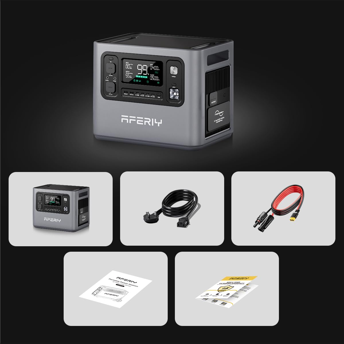 AFERIY P280 Portable Power Station 2800W, 2048Wh LFP Battery Expandable to 10.24kWh,1.5H Fast Charging, 2x140W USB-C Output, 220V-240V, Solar Generator for Camping, Home,Off-grid, 7-Year Warranty — view 8