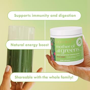 Boobie Pregnancy & Breastfeeding Superfood Greens Powder | Safe for Nursing Moms | 35+ Nutrients for Prenatal, Postpartum & Family Nutrition | Vegan, Gluten Free, Sugar Free | Mixed Berry, 60 Svgs