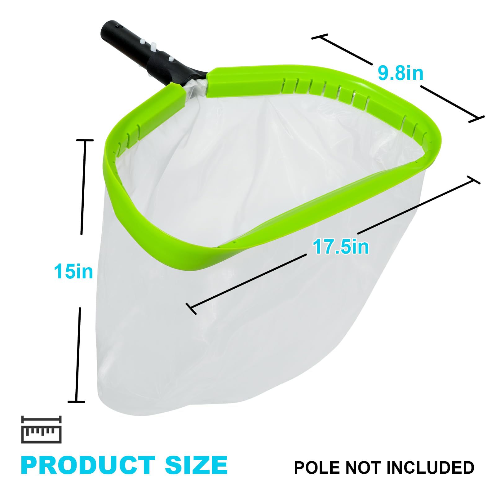 Rete da piscina, rete professionale ultra fine per la pulizia di limo, sabbia, detriti di polline, con borsa profonda in nylon super extra fine, telaio in alluminio resistente e rastrello con manico