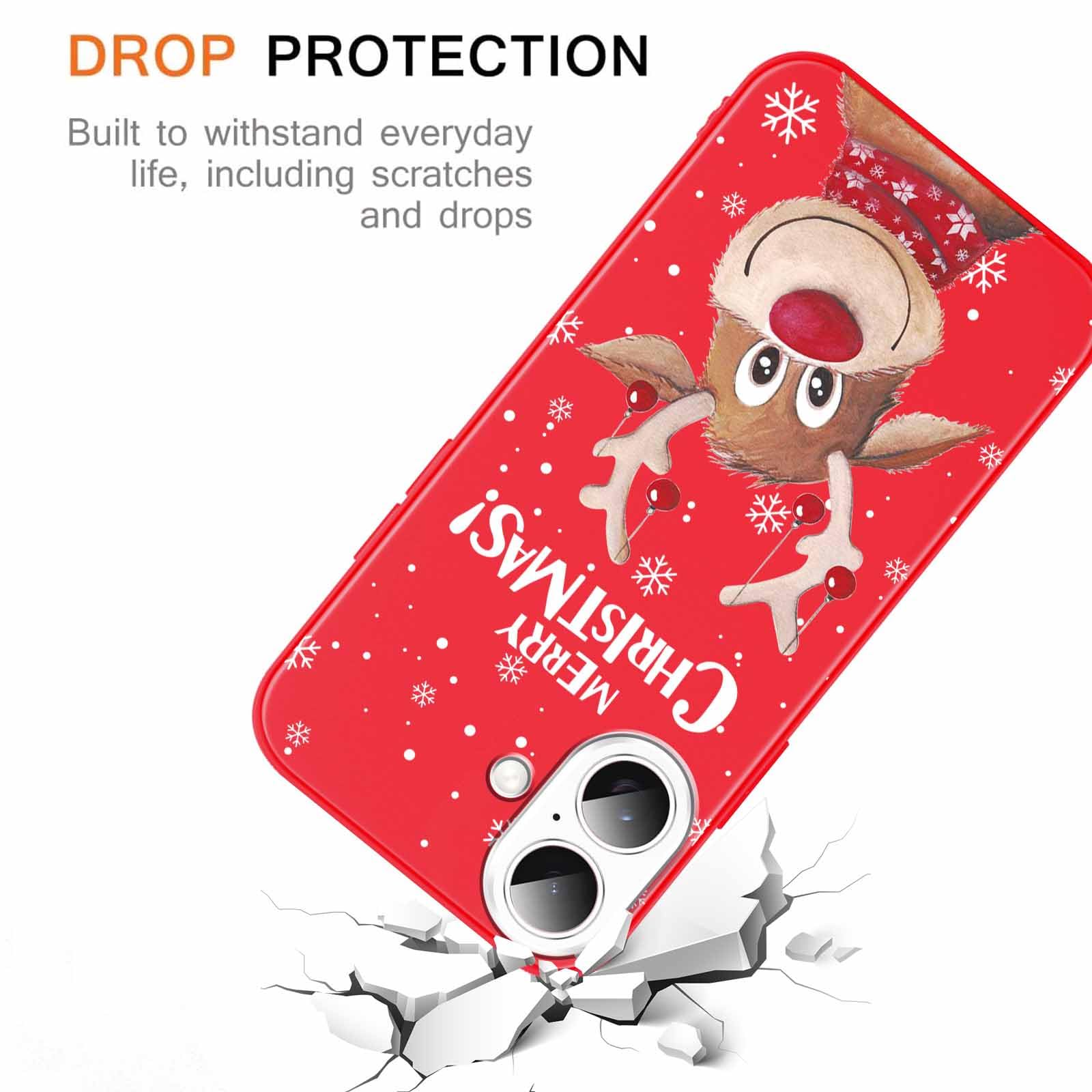 Custodia IPhone 15 Pro Max Yoedge Con Motivo Natalizio Cervo - Cover In Silicone Morbidissimo Antiscivolo, Antiurto, Ricarica Wireless, Rosso - 2