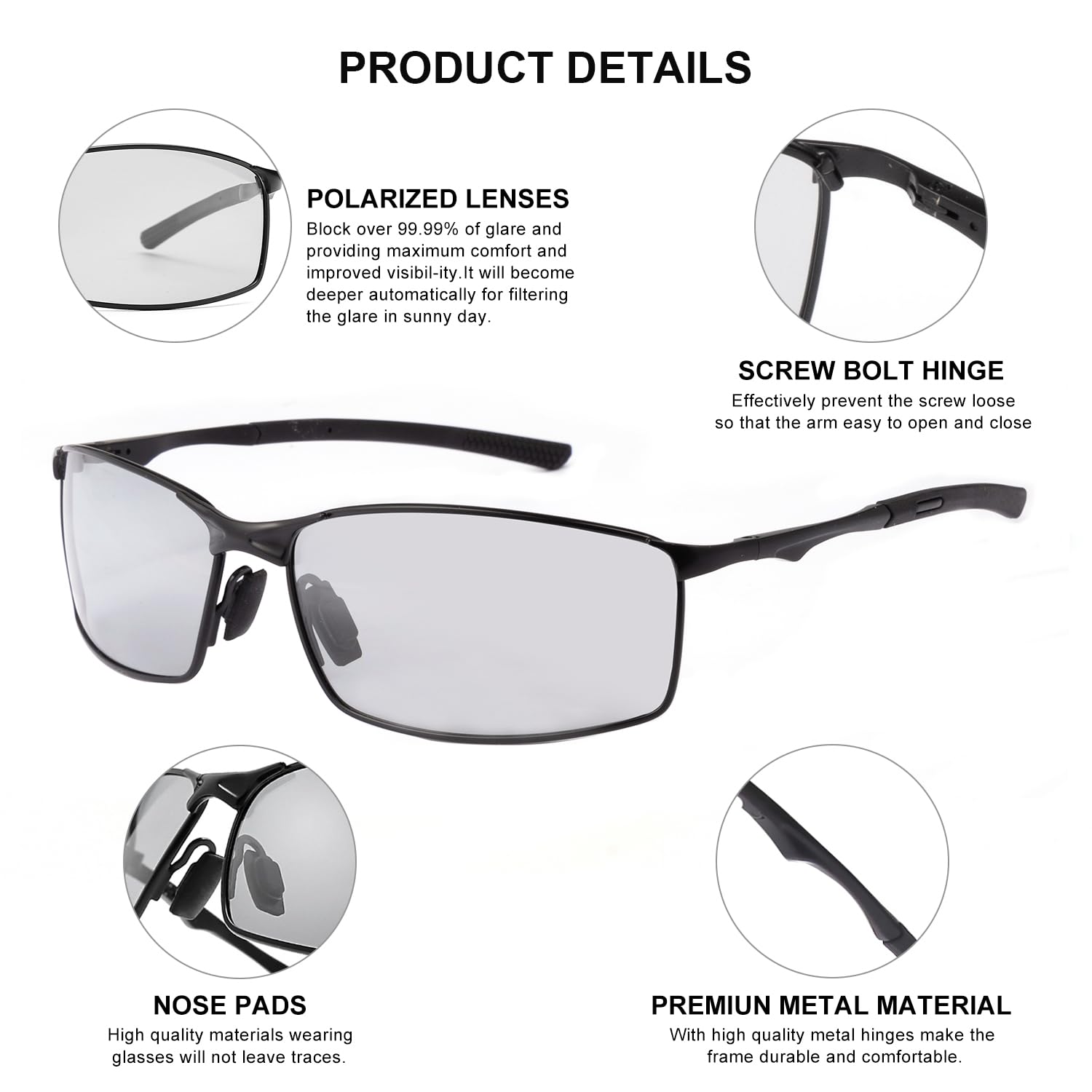 Occhiali sportivi da uomo polarizzati occhiali da sole per esterni telaio in metallo protezione UV guida pesca ciclismo corsa occhiali