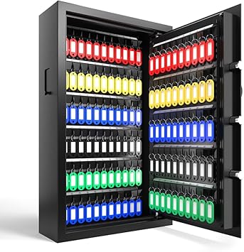 XDeer 122-Keys Key Lock Box Wall Mount with Advanced Anti-Theft Deposit Key Slot & LED Light, Key Cabinet with Combo and Key Lock, Key Safe for Hotels & Office & Companies & Car Dealerships 1PCS