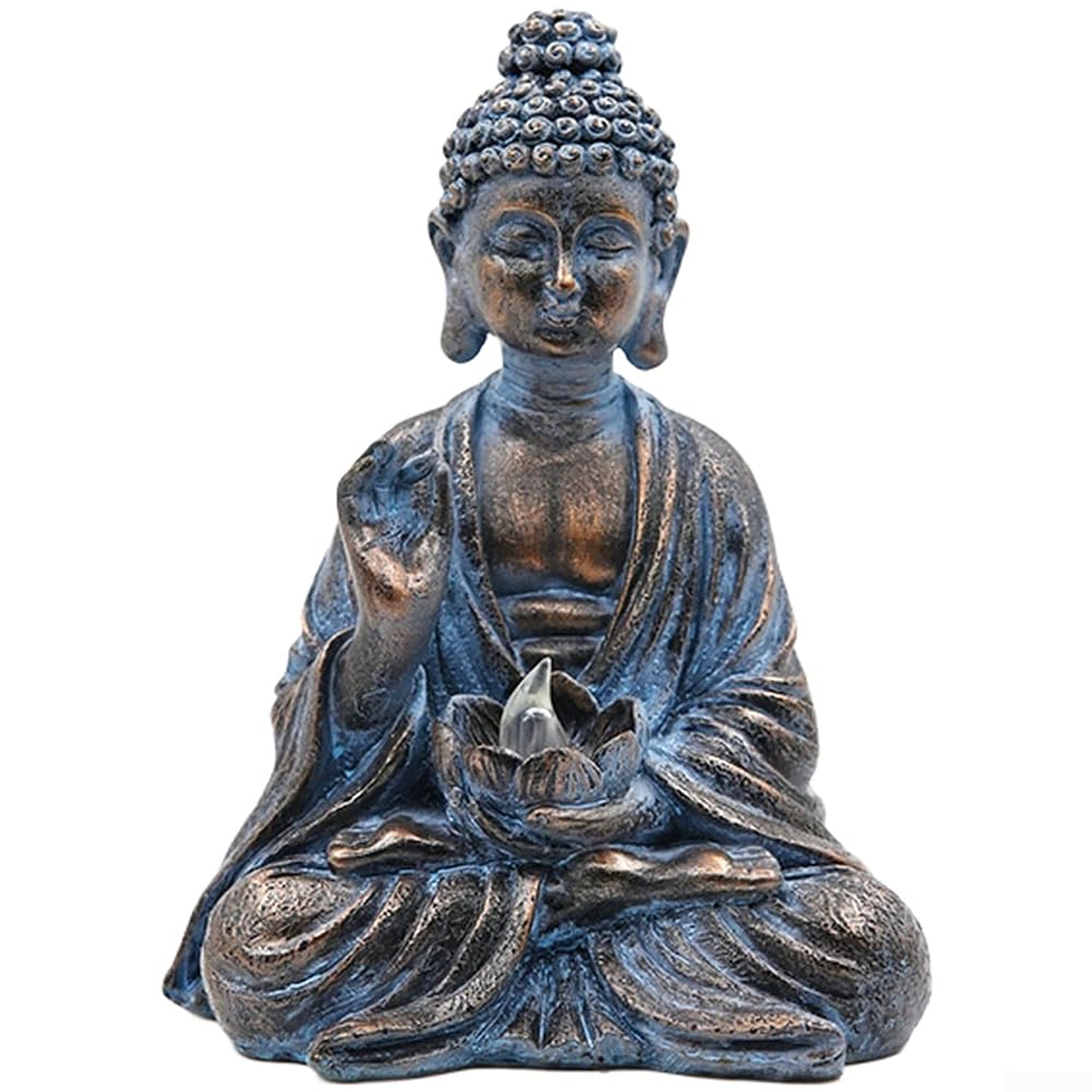 Statua dipinta a mano del Buddha della resina alimentata solare per all'aperto per zen