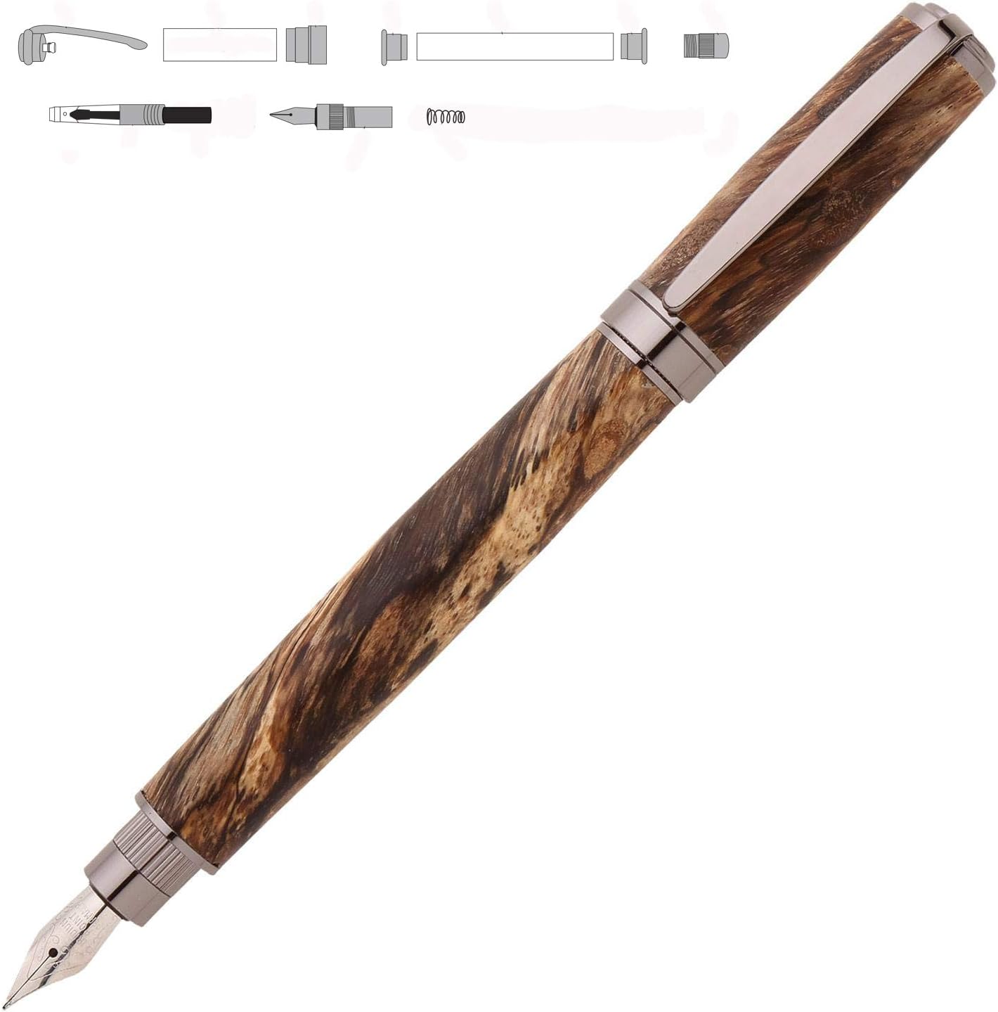 Penn State Industries PKGRAFGM Magnetic Graduate Fountain Pen Kit Woodturning Project (2, Gun Metal)