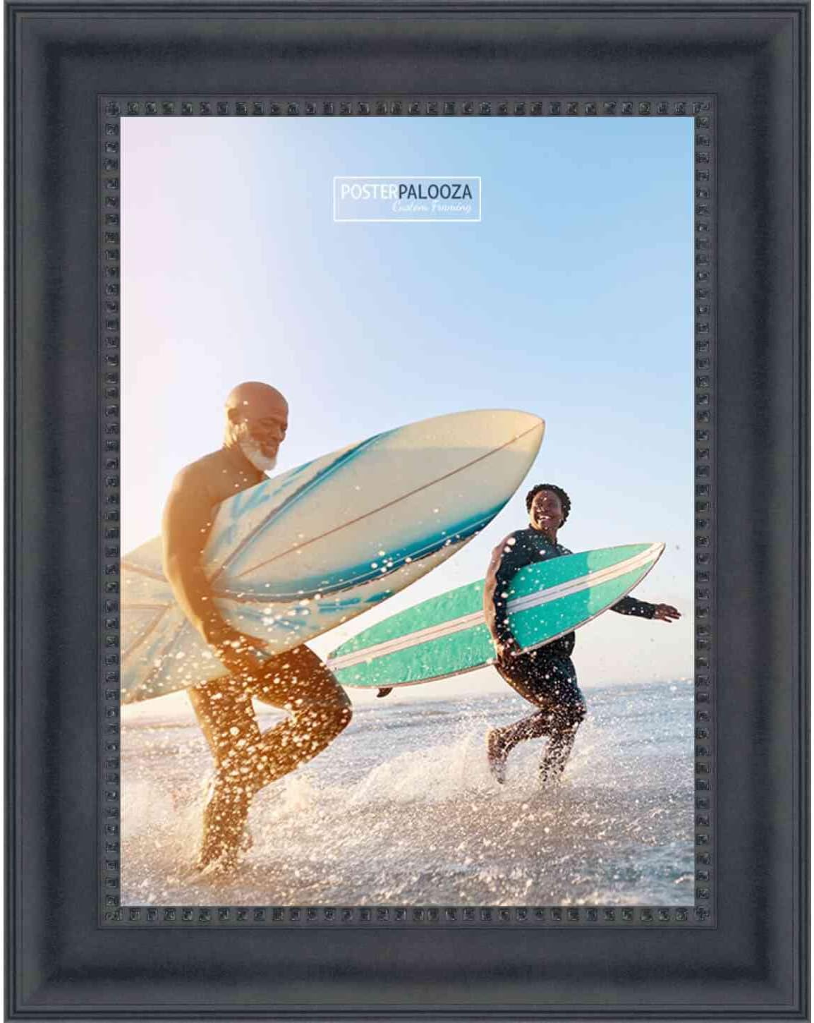 Poster Palooza 24x32 Traditional Black Wood Picture Frame - UV Acrylic, Foam Board Backing, & Hanging Hardware Included