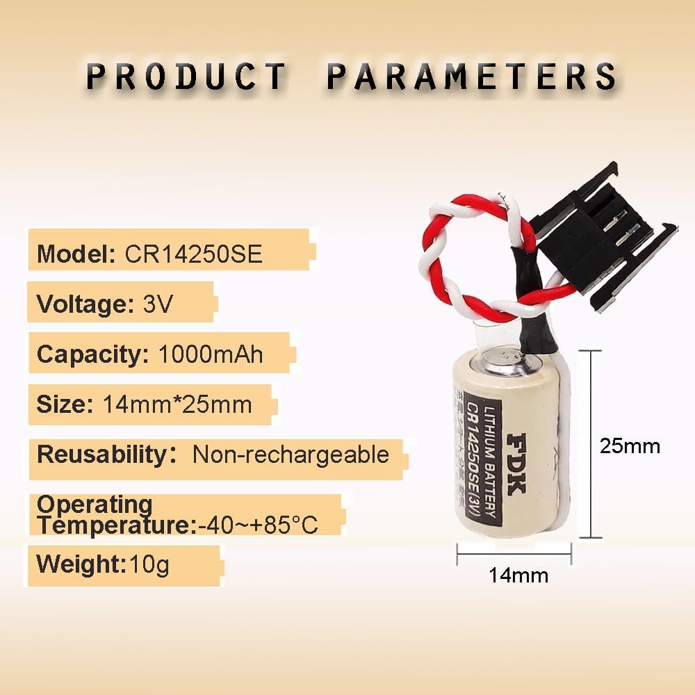 DZYZWSGFCLJX *[12 Pack] 3V 1000mAh CR14250SE 1/2AA PLC Battery for Sanyo CR14250SE Battery for FDK Lithium Battery CR14250SE, 1747-ba Battery with Black Connector