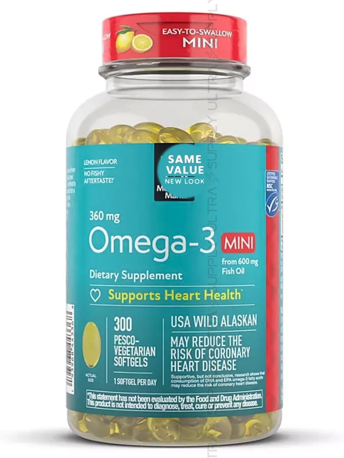 Members Mark Omega-3 Mini Softgels (300 Count.) 360mg – Easy-to-Swallow Fish Oil with DHA & EPA – Heart & Brain Support – No Fishy Aftertaste