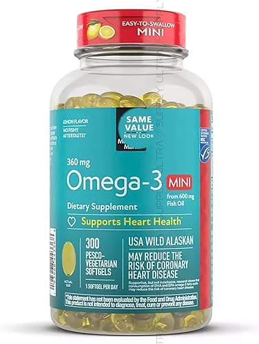 Members Mark Omega-3 Mini cápsulas blandas (300 unidades) 360 mg - Aceite de pescado fácil de tragar con DHA y EPA - Apoyo para el corazón y el