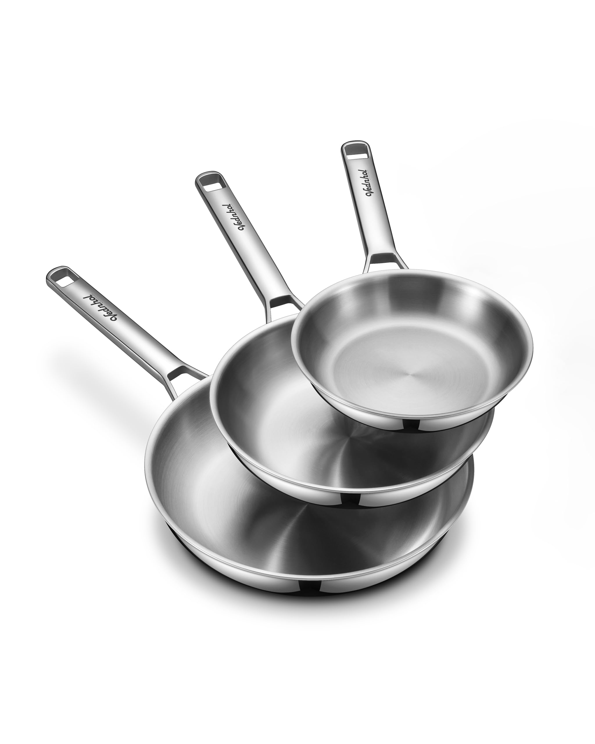 Stainless Steel Frying Pan Set,8"&amp;10"&amp;12" Tri-Ply Stainless Steel Pans,Skillet,Frying Pan Stainless Steel,PFOA&amp;PTFE Free,Dishwasher&amp;Oven Safe,Induction Compatible Steel Pans for Cooking