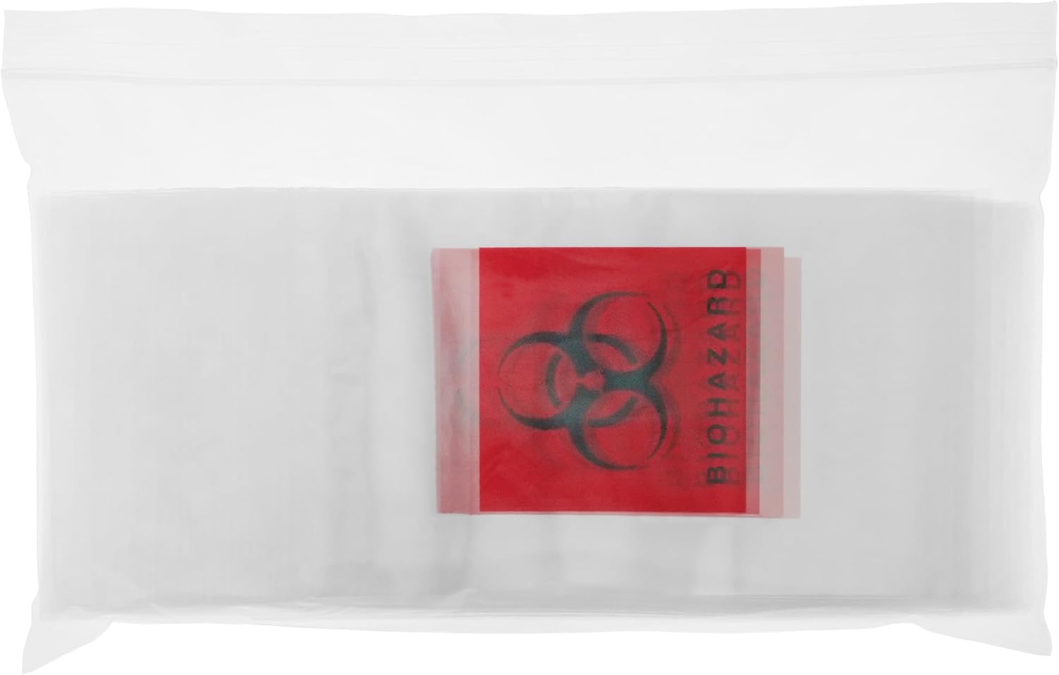 Plymor 3" x 5" (Case of 1,000), 2 Mil Biohazard Zipper Reclosable Bags