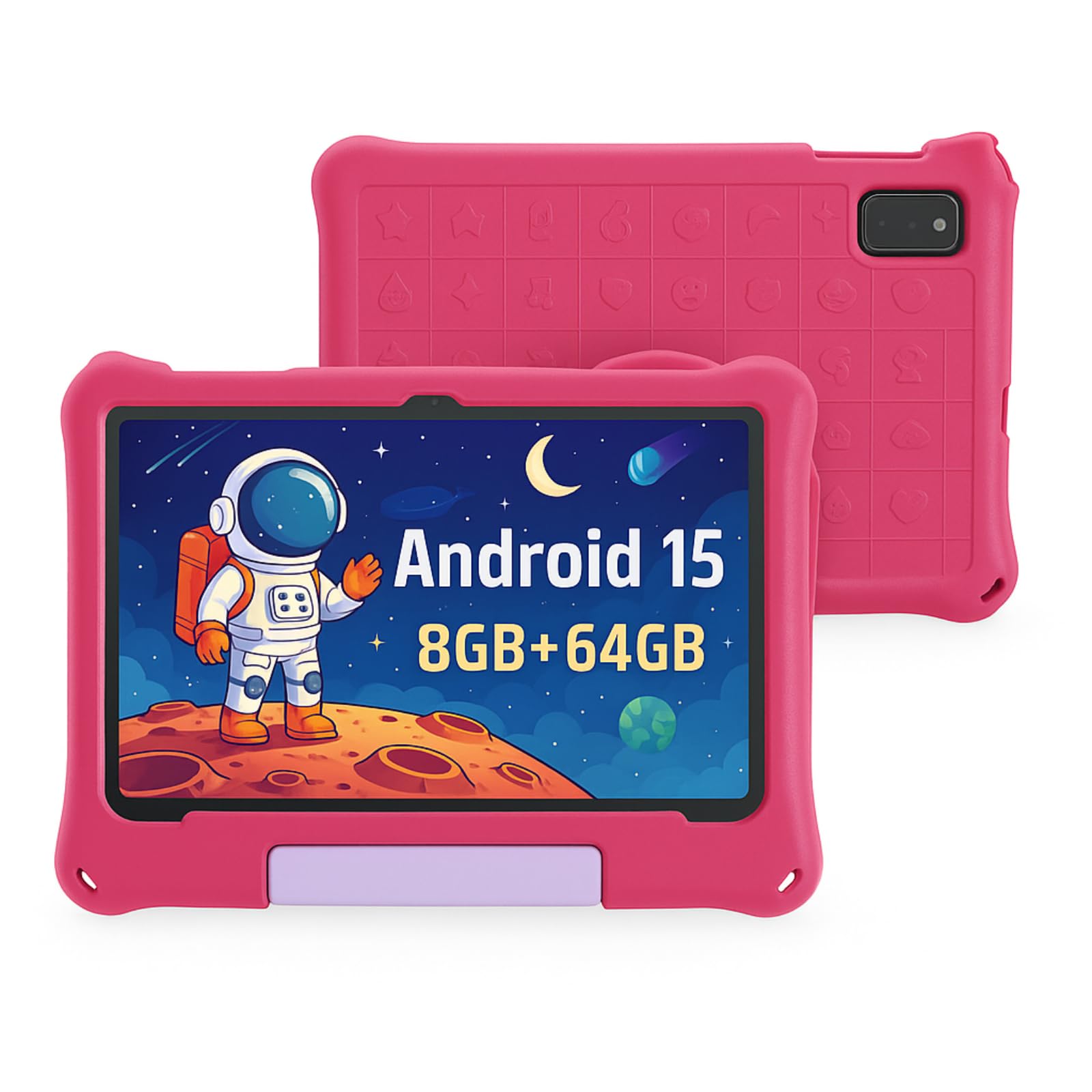 Kids Tablet 10 Inch, Android 15 Tablets for Kids Ages 3-12, Parental Control, Preloaded Kids Apps, Octa-Core, 8GB+64GB, 1TB Expandable, WiFi 6, Dual Camera, Android Tablet with Case for Toddlers