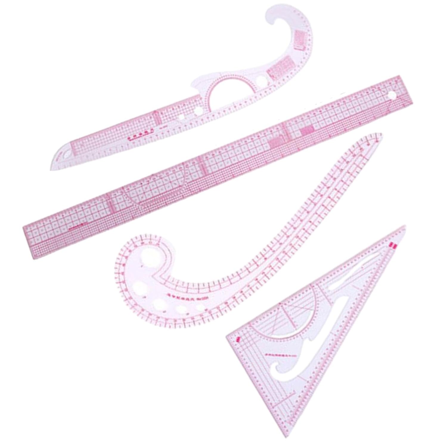 SM SunniMix French Curve Ruler Curve Rulers Drawing Template Clothing DIY Sewing Tools Sewing Ruler for Pattern Maker Beginners Designers, 4pcs
