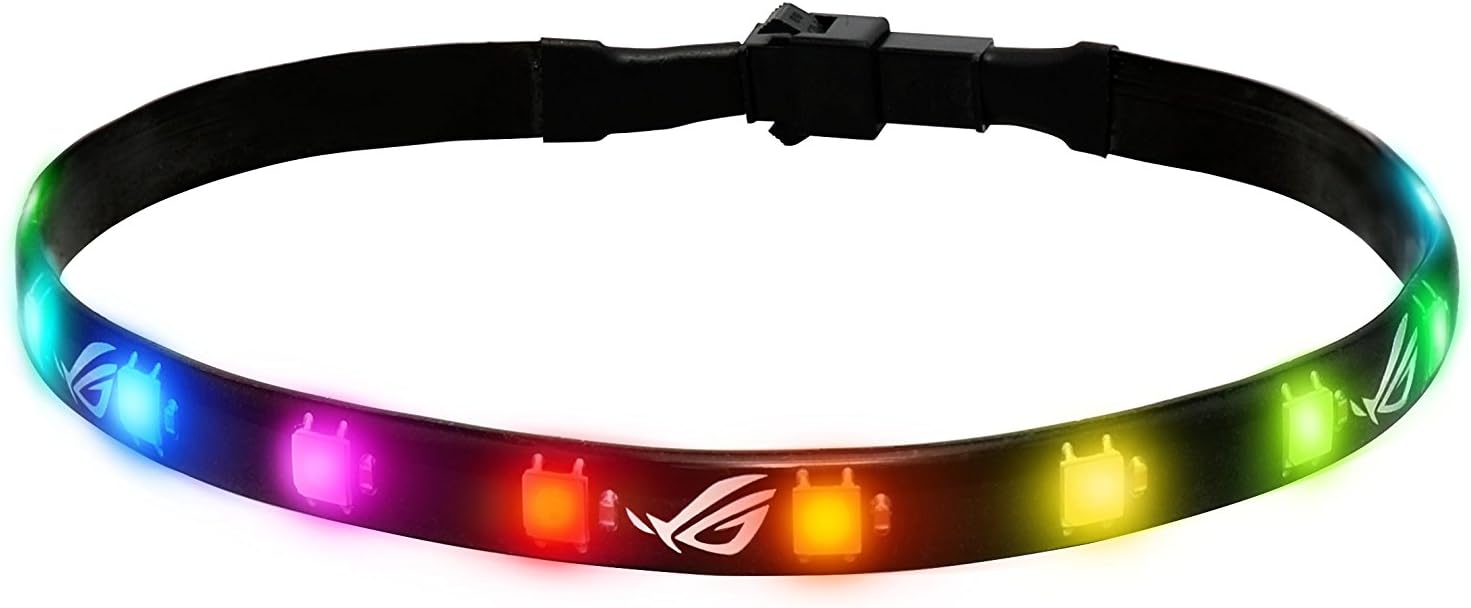 ASUS ROG Addressable RGB 5050 LED 30cm Lighting Strip with Magnetic Backing and Adhesive Strips for use with AURA Sync RGB Lighting Software