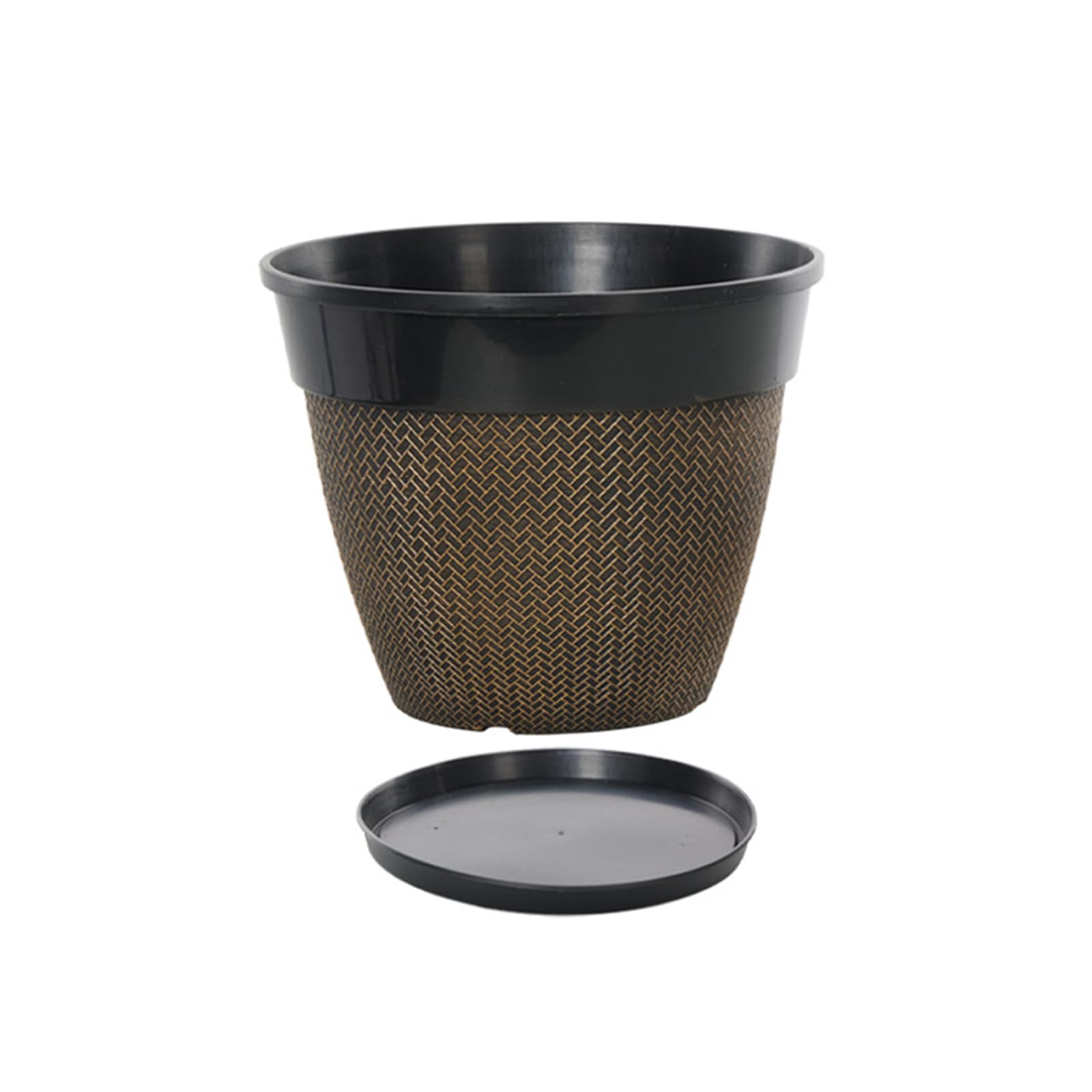 JORCEDI 20.5cm Plastic Plant Pots, 2 Pack Flower Pots with Drainage Holes and Saucers, Indoor Outdoor Planters Garden Planters (Golden)