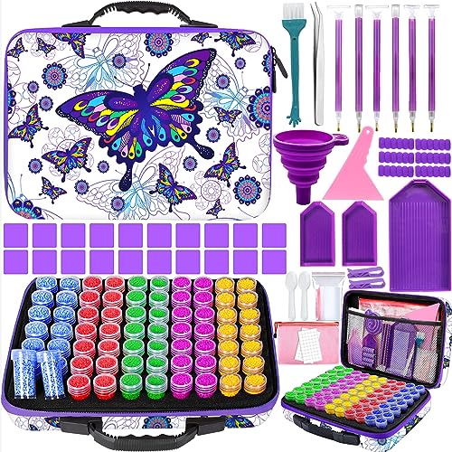 Purpledi Diamond Painting Accessoires Boite de Rangement, Boite de Rangement Diamond Painting, 70 Emplacements Boîte Diamond Painting Rangement avec Outils, Diamant Broderie Box,pour DIY Craft