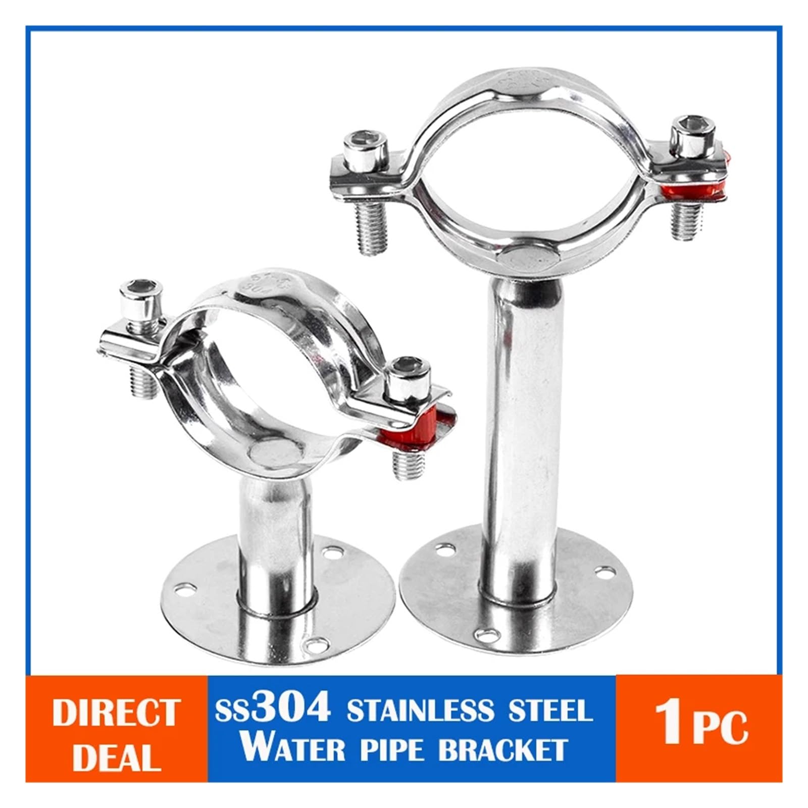 Uchwyt do rur wodnych ze stali nierdzewnej z podstawą z zaciskiem rurowym z PVC, średnica zewnętrzna 19-219 mm, wysokość 45-100 mm(133mm-L45mm)