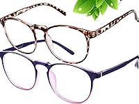 Vista 10 de Lentes de bloqueo de luz azul para mujeres y hombres, redondos, retro, antifatiga ocular, para juegos de computadora (leopardo + cristal)