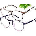 FEIYOLD Blue Light Blocking Glasses Women/Men,Retro Round Anti Eyestrain Computer Gaming Glasses(2Pack)
