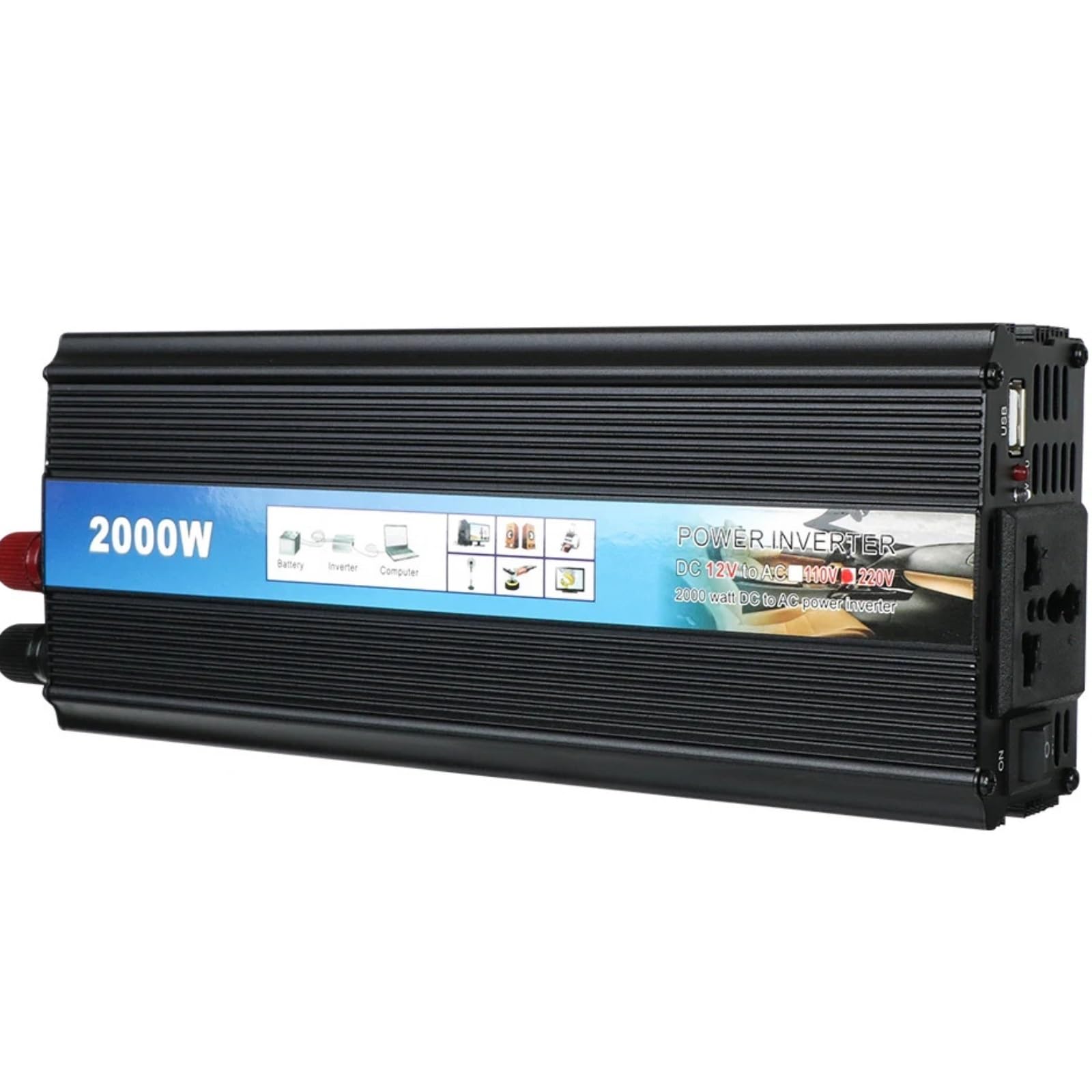 Inwertery, Modyfikowany falownik sinusoidalny 1000 W 2000 W Przetwornica napięcia samochodowego z ładowarką USB DC na AC(2000W)