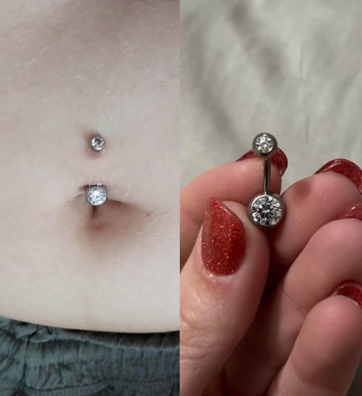 MODRSA Silver Gold Belly Button Ring for Women Clicker Hoop Belly Rings Opal Navel Piercing Jewelry Dangle Hypoallergenic Surgical Steel Dainty Dangling Navel Rings for Women - Image 8